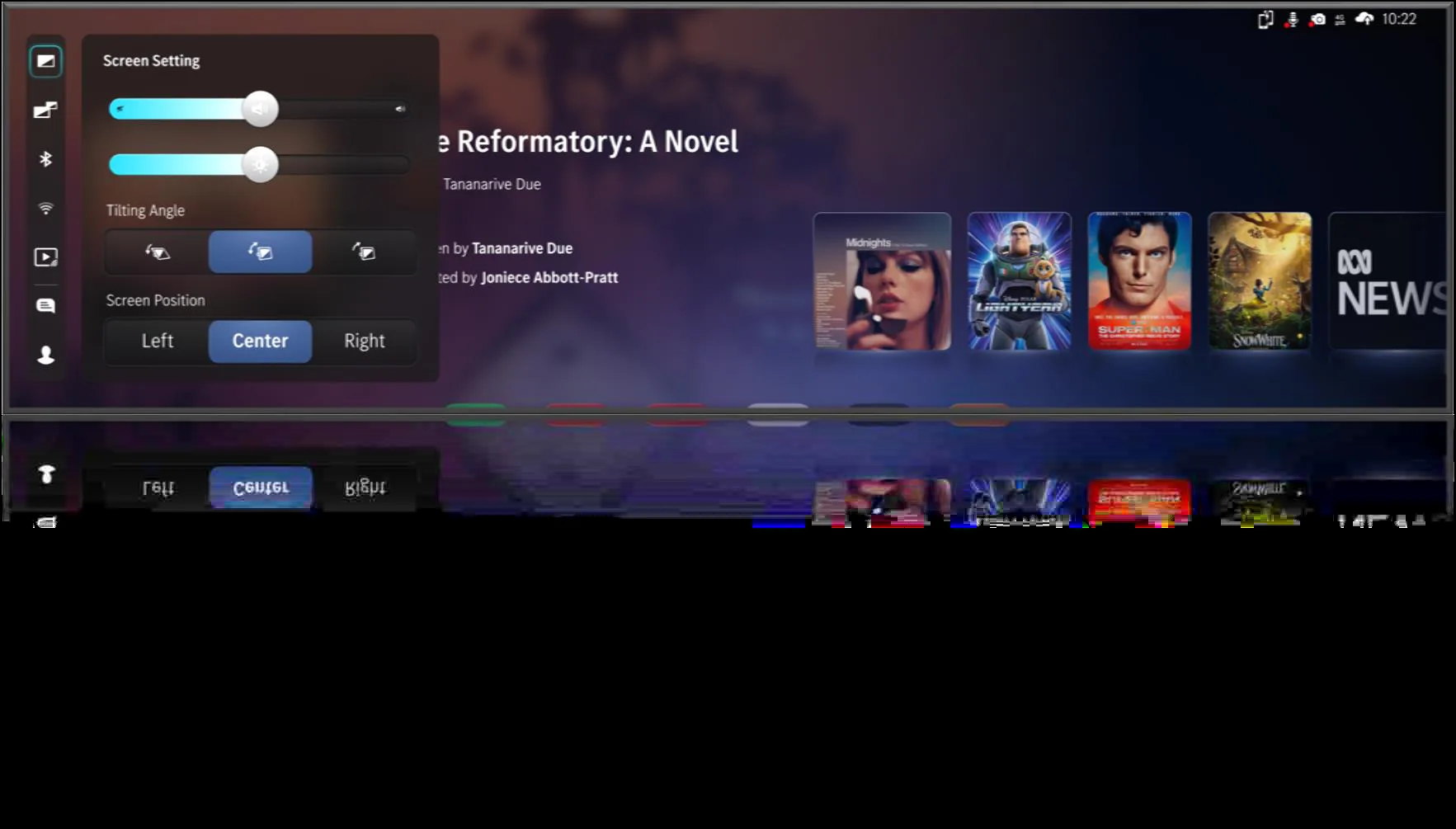 Control Panel with screen settings